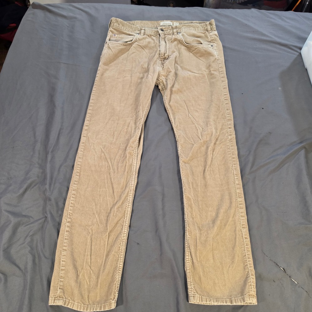Patagonia Mens Tan Corduroy Pants 34x32 Organic Cotton Straight Leg Khaki Brown